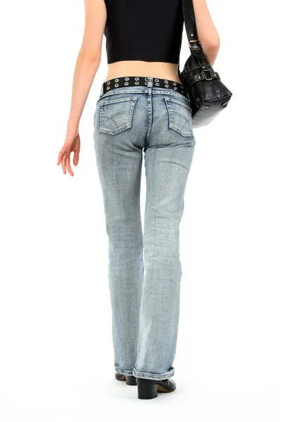 Urban young woman in jeans — Stock Photo, Image