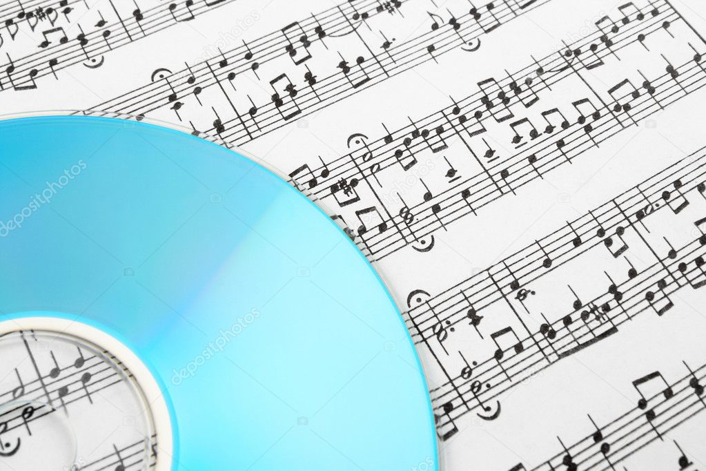 Blue CD and music notes