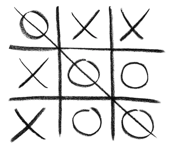 Χέρι διελκυνθεί tic-tac-toe παιχνίδι — Φωτογραφία Αρχείου