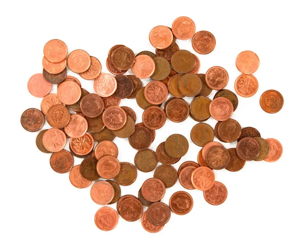Pieniądze. monety na białym tle — Zdjęcie stockowe