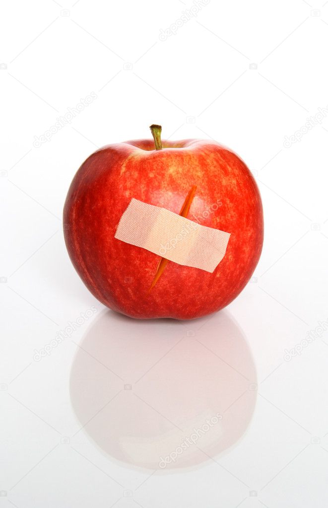 Injured red apple