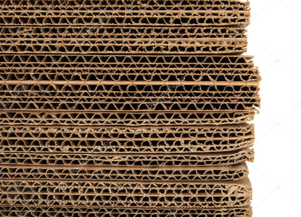 Close-up of stacked corrugated cardboard