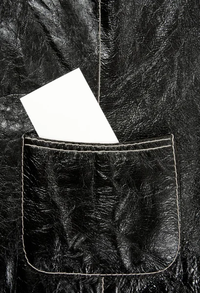 Blank business card in a leather pocket — Stock Photo, Image