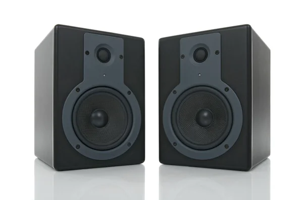 Pair of loud speakers with reflection — Stock Photo, Image