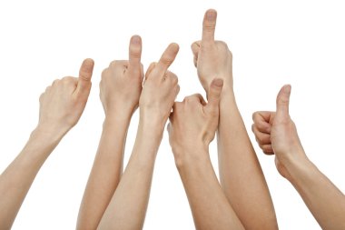 Many hands giving thumbs up clipart