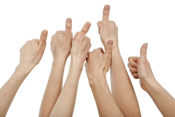 Many hands giving thumbs up — Stock Photo, Image