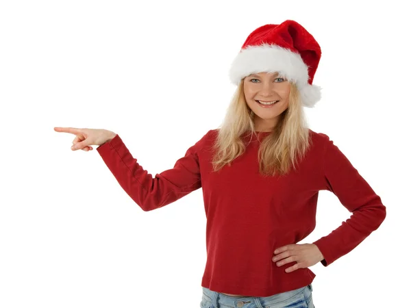 Santa meisje weergegeven: richting glimlachen — Stockfoto