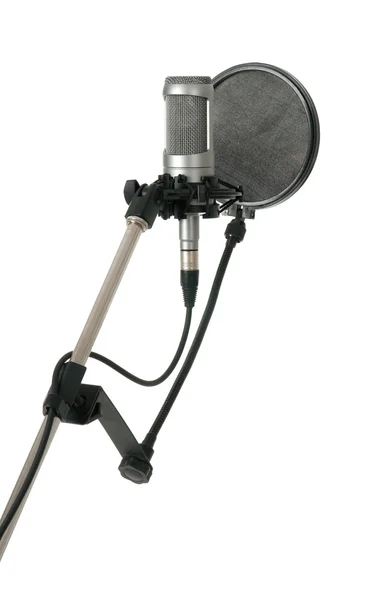 Studio microphone with pop filter — Stock Photo, Image