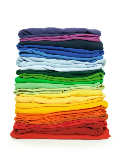 Rainbow clothes pile — Stock Photo, Image