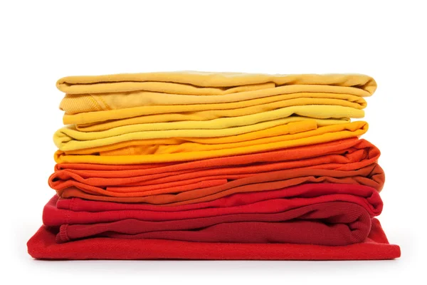 Red and yellow folded clothes — Stock Photo, Image