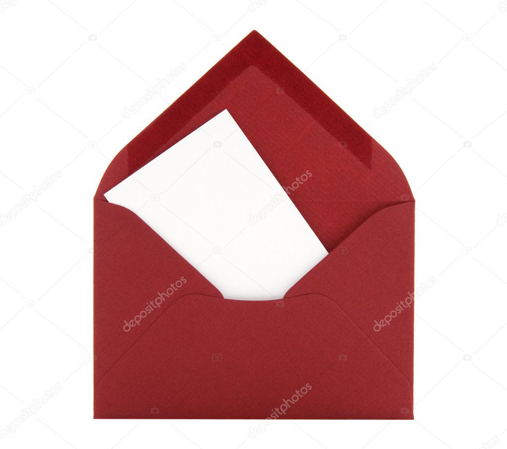 Blank card in a red envelope