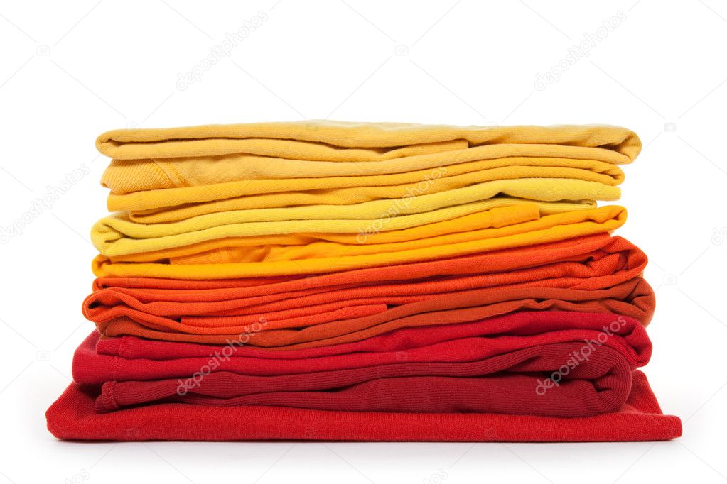 Red and yellow folded clothes