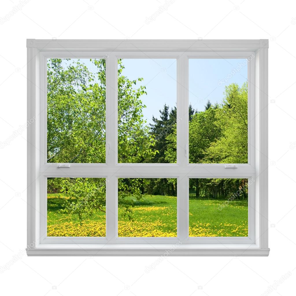 Spring landscape seen through the window