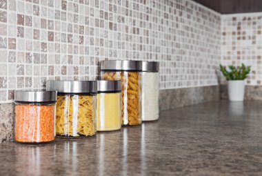 Food ingredients in glass jars