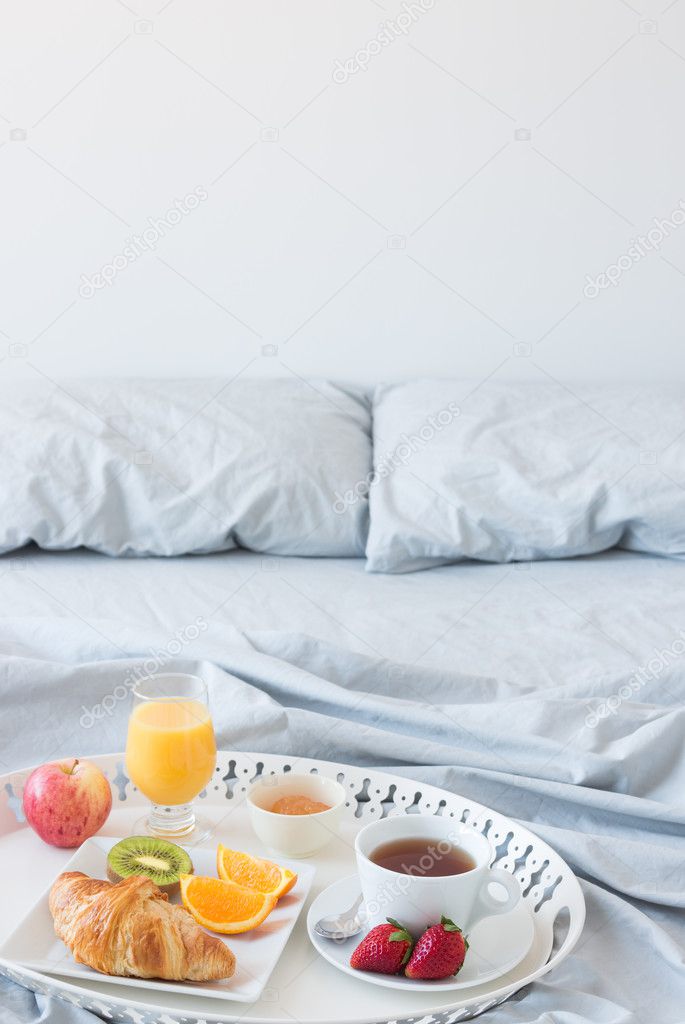 Healthy breakfast in bed