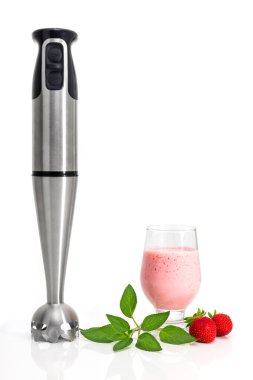 Strawberry milkshake and blender