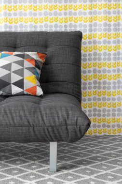 Sofa with colorful cushion clipart