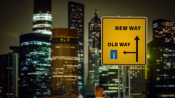 Strada Firmare Direzione New Way Old Way — Foto Stock