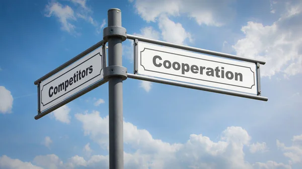 Street Sign Direction Way Cooperation Competitors — Stock Photo, Image