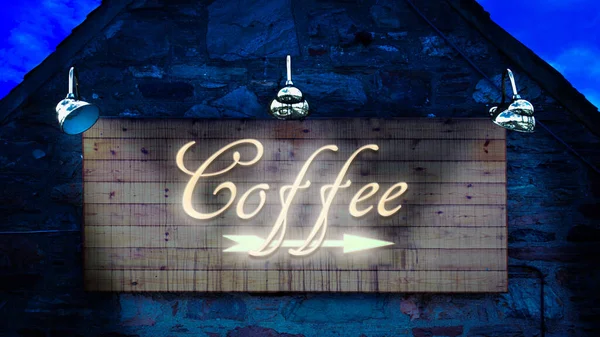 Gata Underteckna Riktningen Väg Till Kaffe — Stockfoto