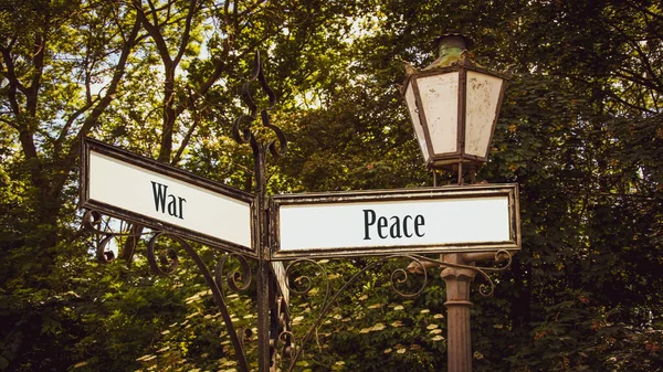 Rua Assine Direção Caminho Para Paz Guerra — Fotografia de Stock