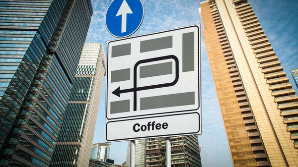 Улица Подписать Путь Кофе — стоковое фото