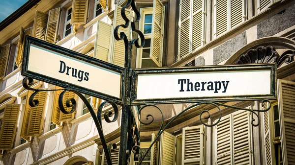 Street Sign Direzione Verso Terapia Contro Droga — Foto Stock