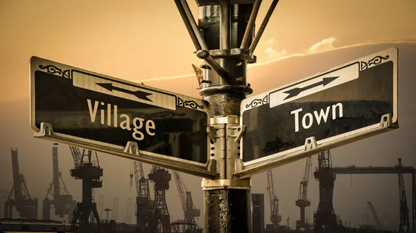 Utca Jel Irány Városba Village — Stock Fotó