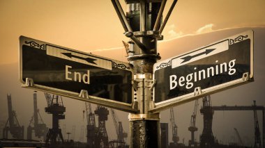 Sokak bitiş karşı başlangıcı için yön Işareti