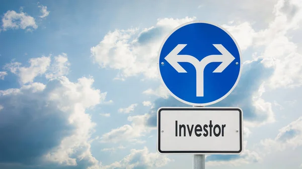Straat Teken Richtings Wijze Naar Investeerder — Stockfoto