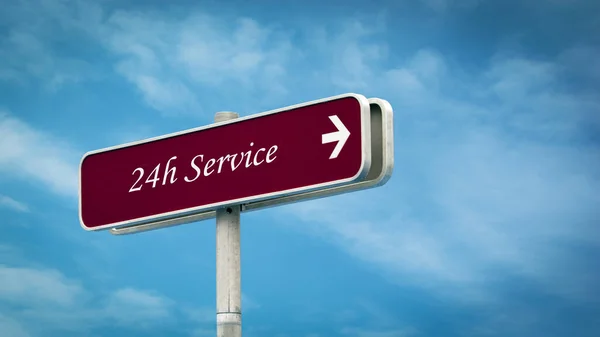 Straßenschild Weist Den Weg Zum 24H Service — Stockfoto