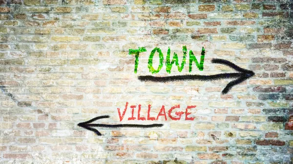 街路標識町対村への道 — ストック写真