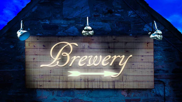 Street Sign Direction Way Brewery — Stock Photo, Image