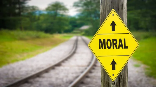 Ulica Podpisz Drogę Kierunku Moralnym — Zdjęcie stockowe