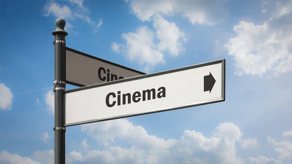 Señal Calle Dirección Camino Cine — Foto de Stock