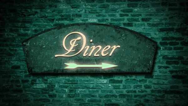 Ulica Znak Kierunku Droga Diner — Zdjęcie stockowe