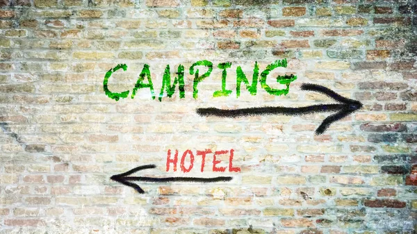 Ulica Podpisz Drogę Kierunku Camping Hotel — Zdjęcie stockowe