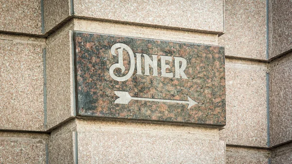 Rua Assine Caminho Direção Para Diner — Fotografia de Stock