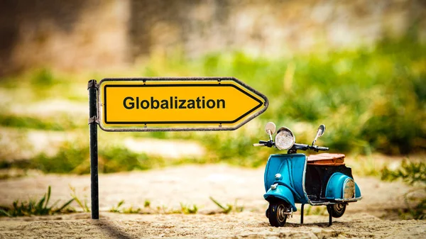 Straat Teken Richting Van Globalisering — Stockfoto