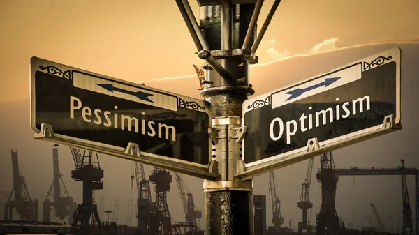 Utca Jelentkezzen Irány Optimizmusra Pesszimizmus — Stock Fotó