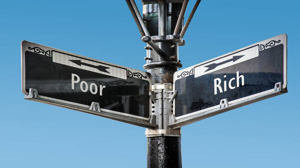 Street Sign the Direction Way to Rich versus Poor