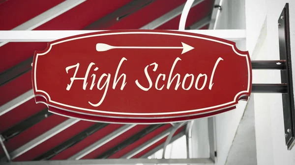 Street Sign Direction Way High School — Stock Photo, Image