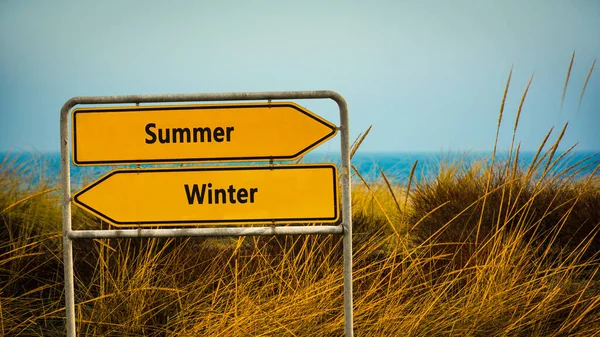 Straat Teken Richtings Manier Aan Zomer Winter — Stockfoto