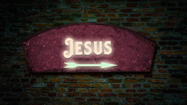 Δρόμος Πινακίδα Την Κατεύθυνση Προς Τον Ιησού — Φωτογραφία Αρχείου
