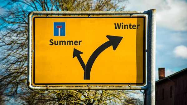 Street Sign Direction Way Winter Summer — Stock Photo, Image