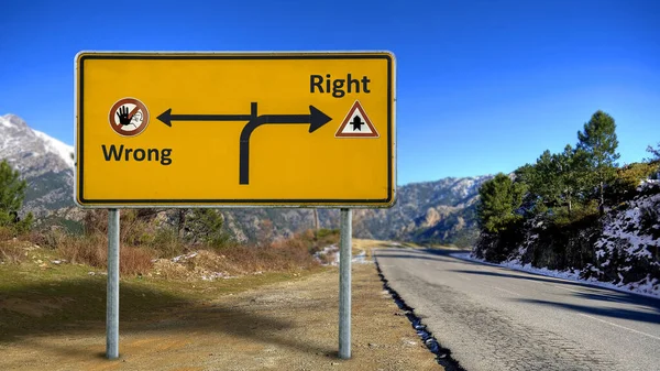 Sokak İşareti Doğru ya da Yanlış a yöne Doğru Yol