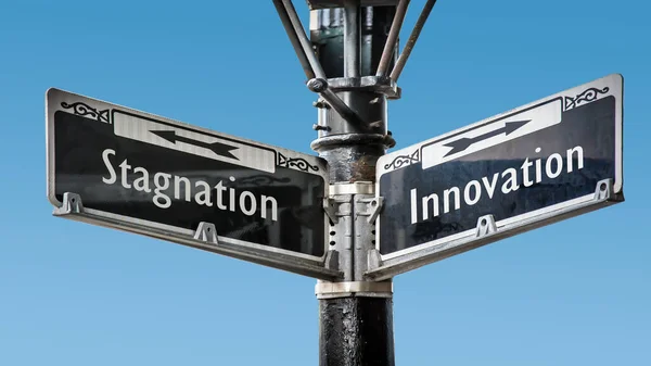 Street Sign Direction Way Innovation Stagnation — Stock Photo, Image