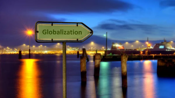 Straat Teken Richting Van Globalisering — Stockfoto