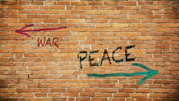 Straßenschild Weist Den Weg Richtung Frieden Krieg — Stockfoto