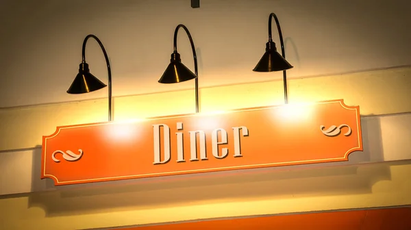 Street Sign Direction Way Diner — Stock Photo, Image